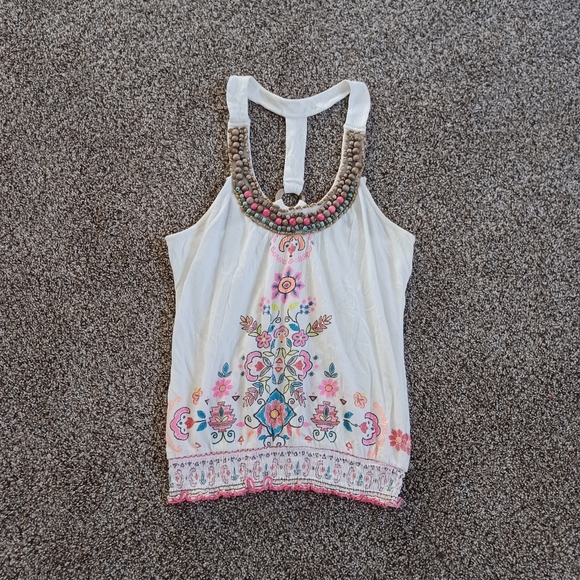 BONGO Tops - Bongo Beaded Floral Tank Top